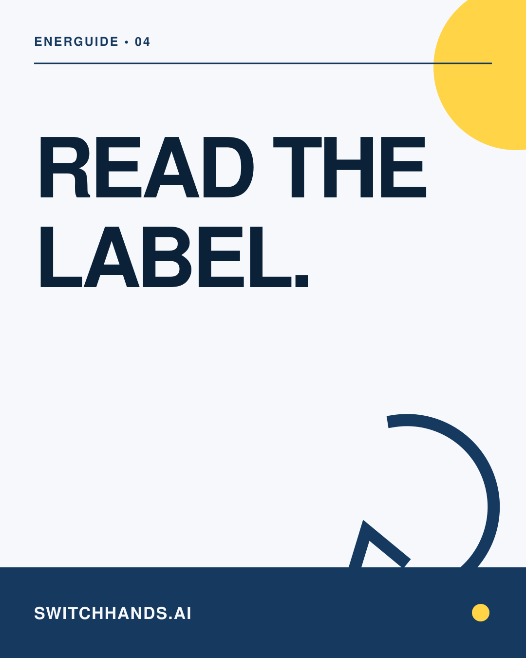 Minimal SwitchHands graphic reading Read the label in deep blue with a yellow circular exchange detail